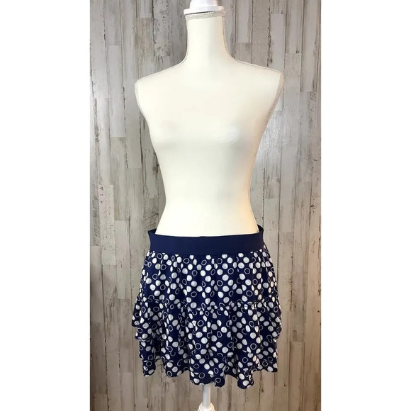 Vintage Y2k Aeropostale Women's Navy Blue Polka Dot Ruffle Skirt Size Large‎ - Picture 1 of 6